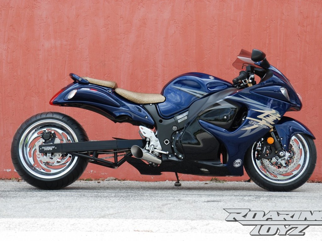 Candy Indy Blue Hayabusa Wide Tire Conversion