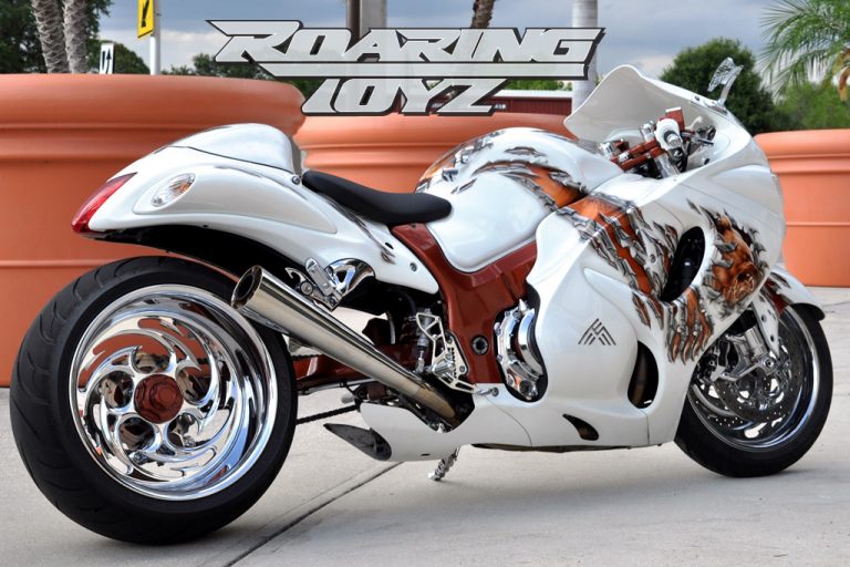 Hayabusa Gen 2 300 billet sinlge Sided swingarm custom bear bike white ...